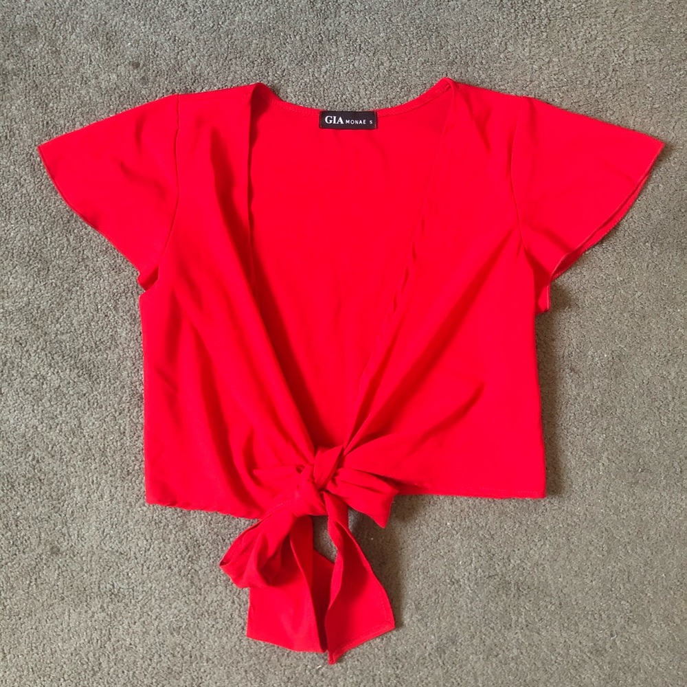 Red Gia Monae tie/wrap top